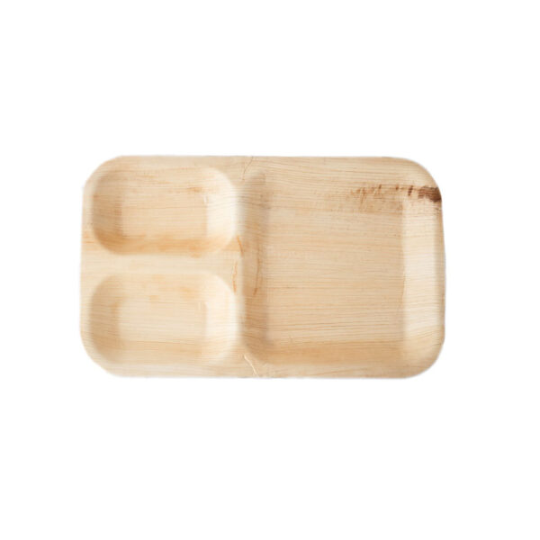 11" x 7" Palm Leaf Rectangle Plate with Partition