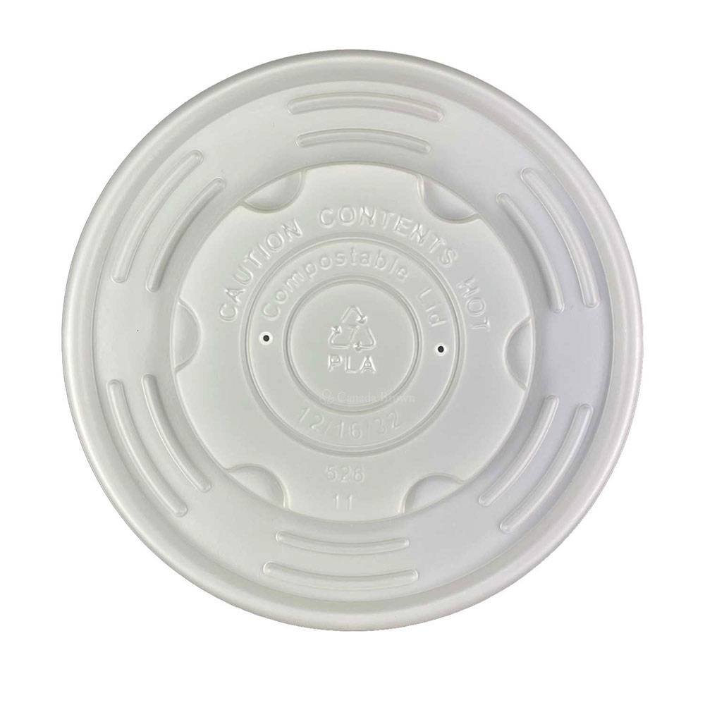 PLA Compostable Vented Lid for 8oz Paper Soup Container (1000/CS)