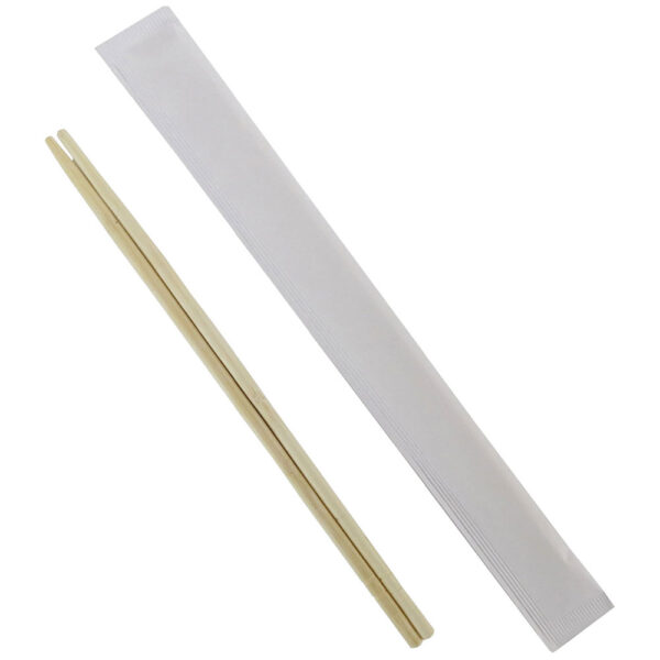 Double Bamboo Chopsticks Wrapped In Paper With Two Color Green Logo (1000/Case)
