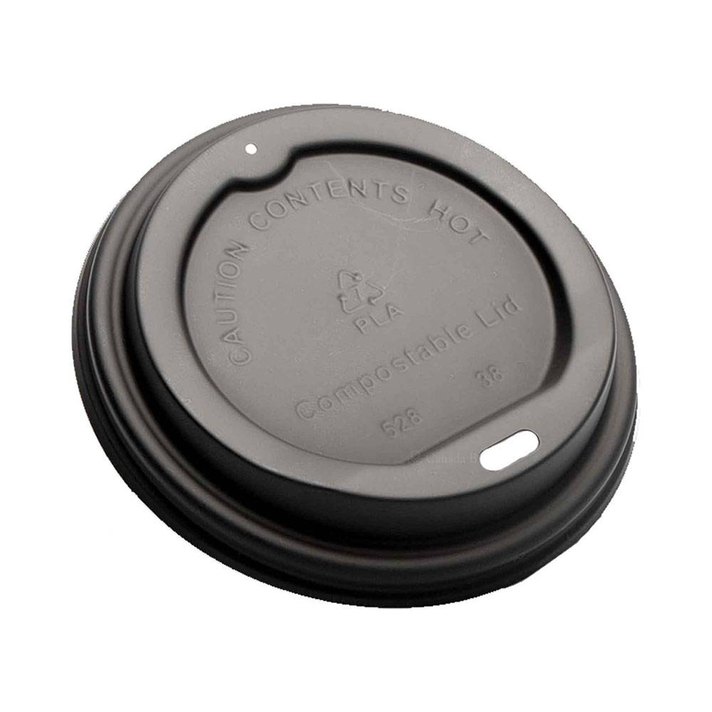 Black CPLA Dome Lid For 10-24oz Paper Cup
