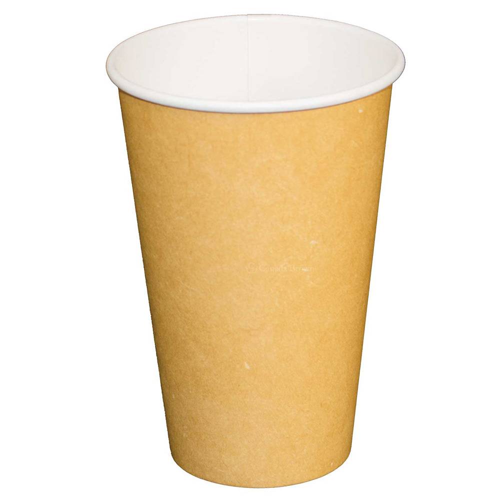 16oz Kraft Paper Single Wall Compostable Hot Drink Cups (1000/CS)