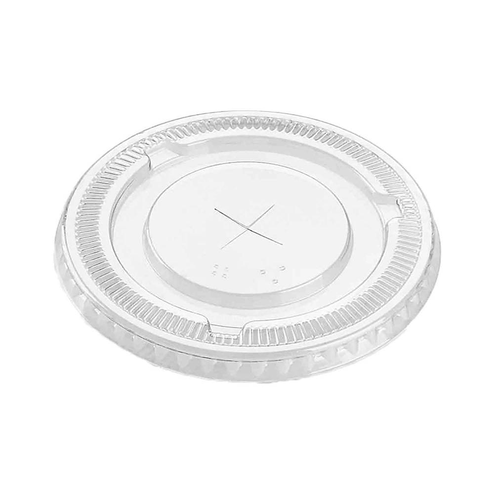 PET Flat lid with X Slot for 12oz - 24oz PET Clear Cold Cups (98mm) (1000/CS)