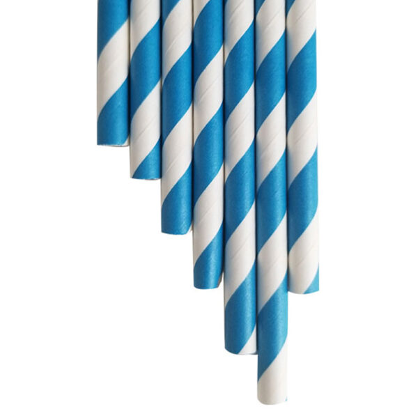 7.67” Jumbo Regular Blue Striped Paper Straws