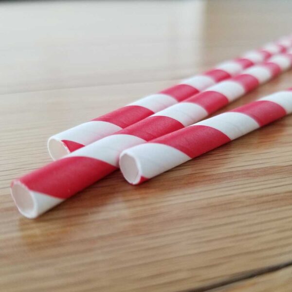 7.67” Jumbo Regular Red Striped Paper Straws