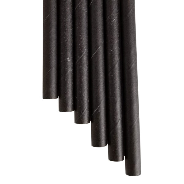 7.75” Jumbo Regular Black Wrapped Paper Straws