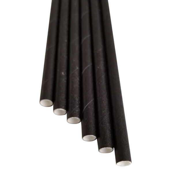 7.75” Jumbo Regular Black Wrapped Paper Straws