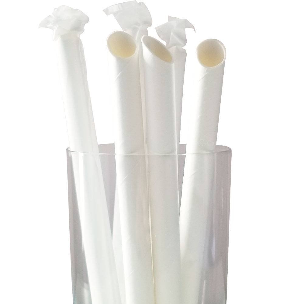 7.75” White Wrapped Diagonal Cut Boba Straws Canada Brown