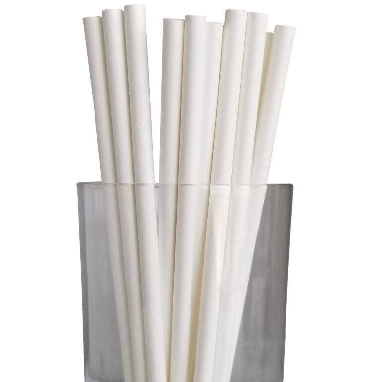 7.75” Jumbo Regular White Paper Straws Canada Brown