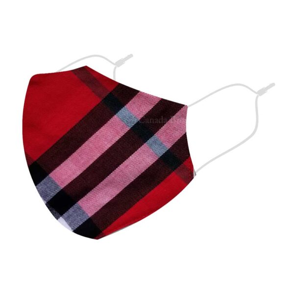 Reusable 3 Layer Red Checks Fabric Protective Washable Earloop Face Masks