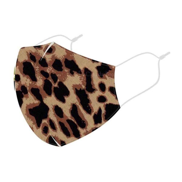 Reusable 3 Layer Leopard Print Fabric Protective Washable Earloop Face Masks