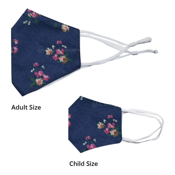 Reusable 3 Layer Blue Denim Yellow Floral Fabric Protective Washable Earloop Face Masks