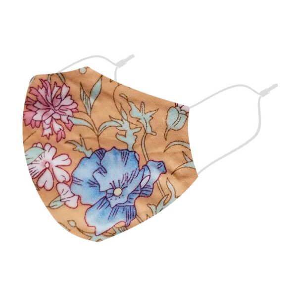 Reusable 3 Layer Pink Blue Floral Fabric Protective Washable Earloop Face Masks