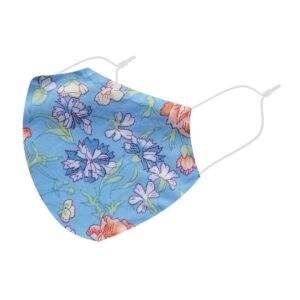 Reusable 3 Layer Blue Pink Floral Fabric Protective Washable Earloop Face Masks