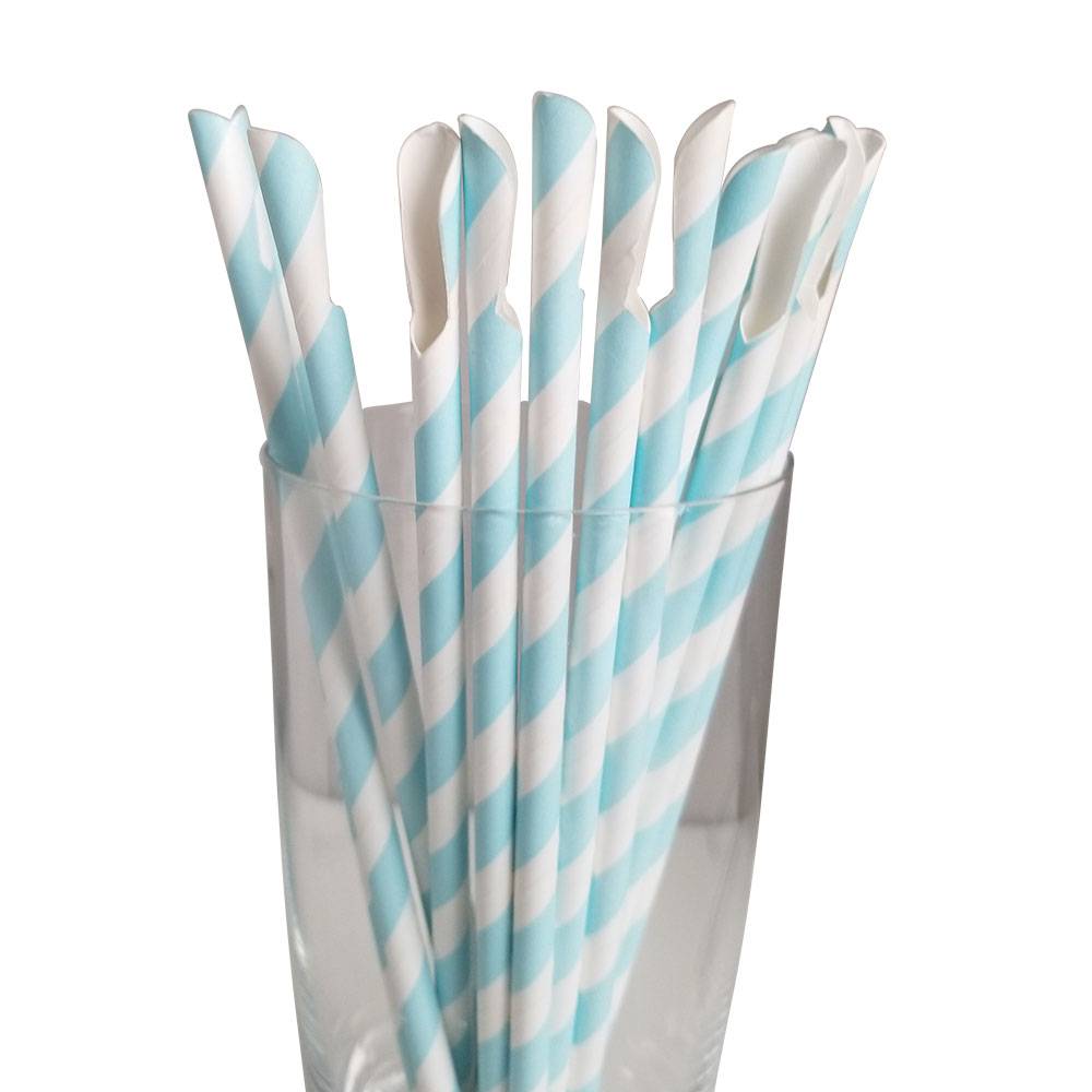 Jumbo Regular Light Blue Spoon Straws