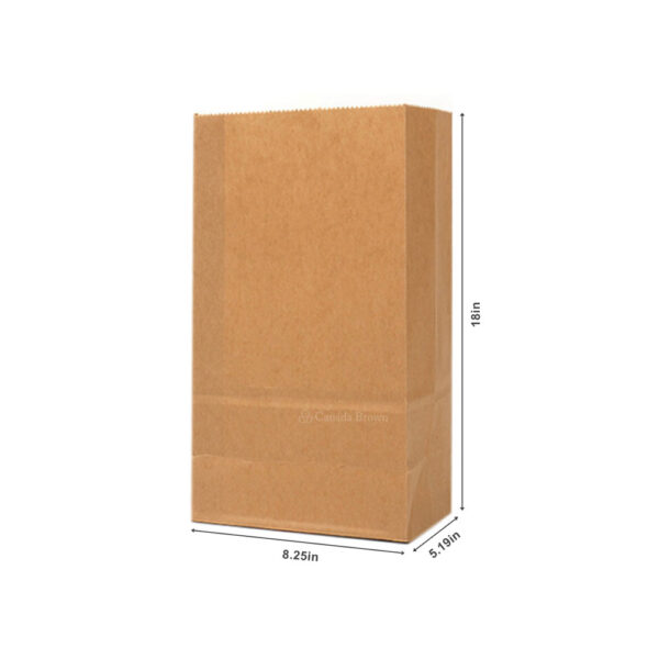 25LB Grocery Heavy Duty 8.25 x 5.188 x 18 Kraft SOS Paper Bags 500/Case