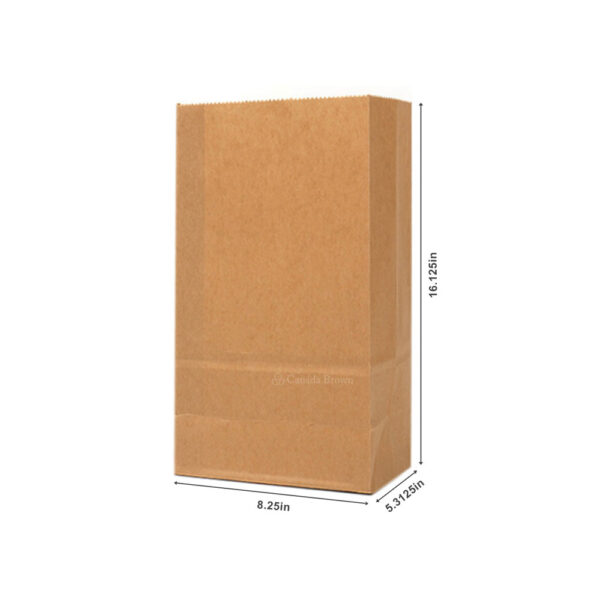 20LB Grocery 8.25 X 5.3125 X 16.125 Kraft SOS Paper Bags 500/Case