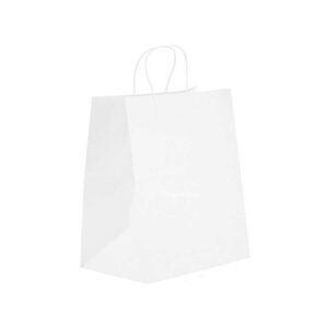 13" x 7" x 13" White Twisted Handle Paper Bags (250/CS)
