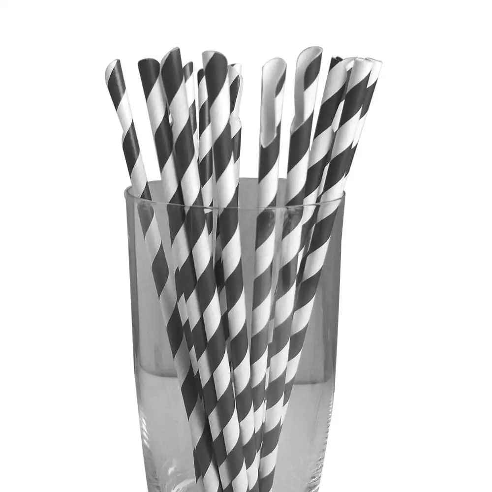 Jumbo Regular Black Spoon Straws