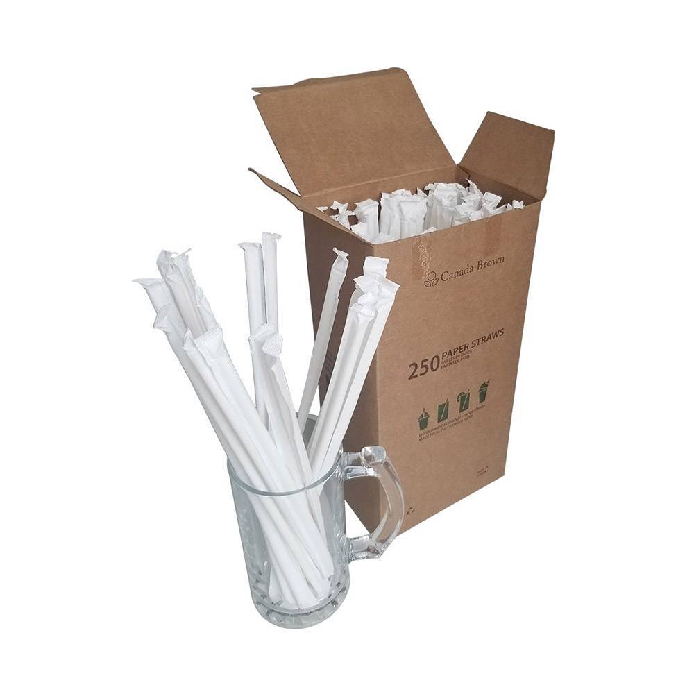 10.23” Jumbo Long White Wrapped Paper Straws (3000/CS)