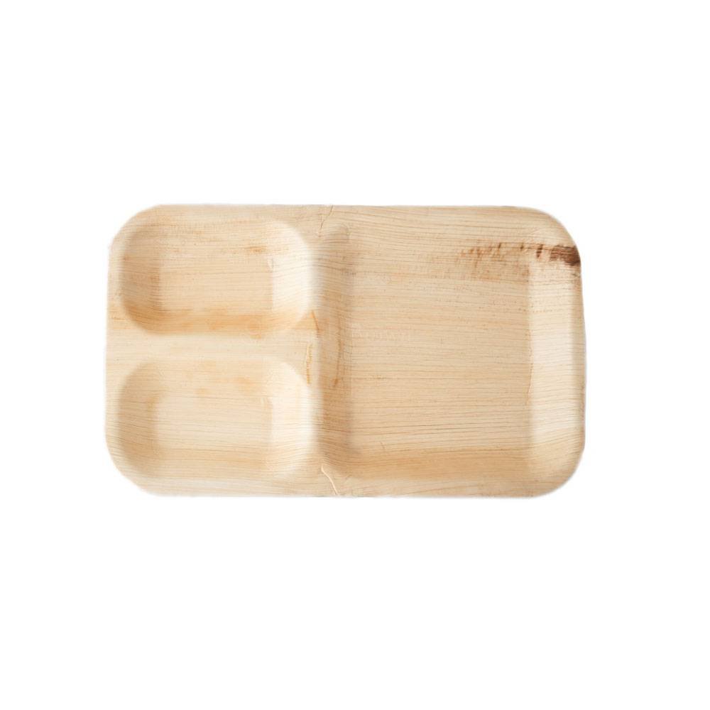 11" x 7" Palm Leaf Rectangle Plate with Partition (500/CS)