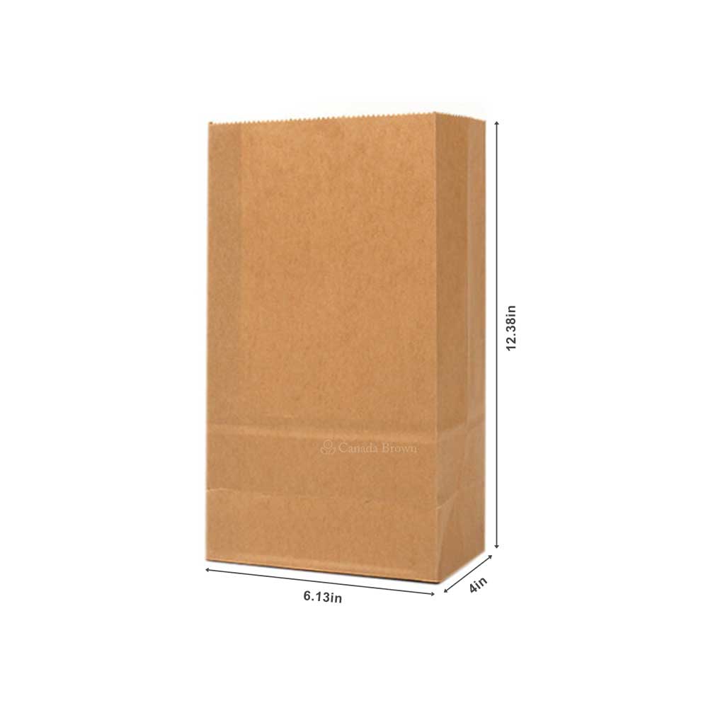 8LB Grocery Heavy Duty 6.125" x 4" x 12.375" Kraft SOS Paper Bags 500/Case