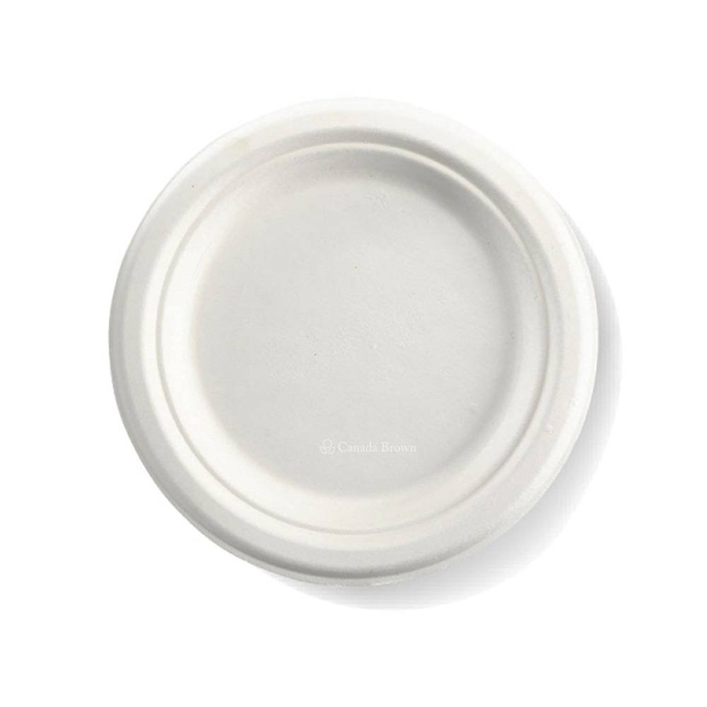 7" Sugarcane Fibre Plate (White) (100% Compostable & Recyclable)  (1000/Case)