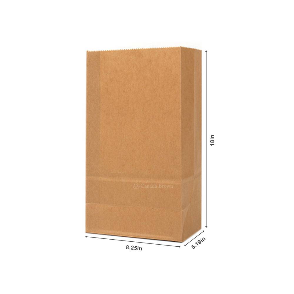 25LB Grocery Heavy Duty 8.25" x 5.188"  x 18"  Kraft SOS Paper Bags 500/Case