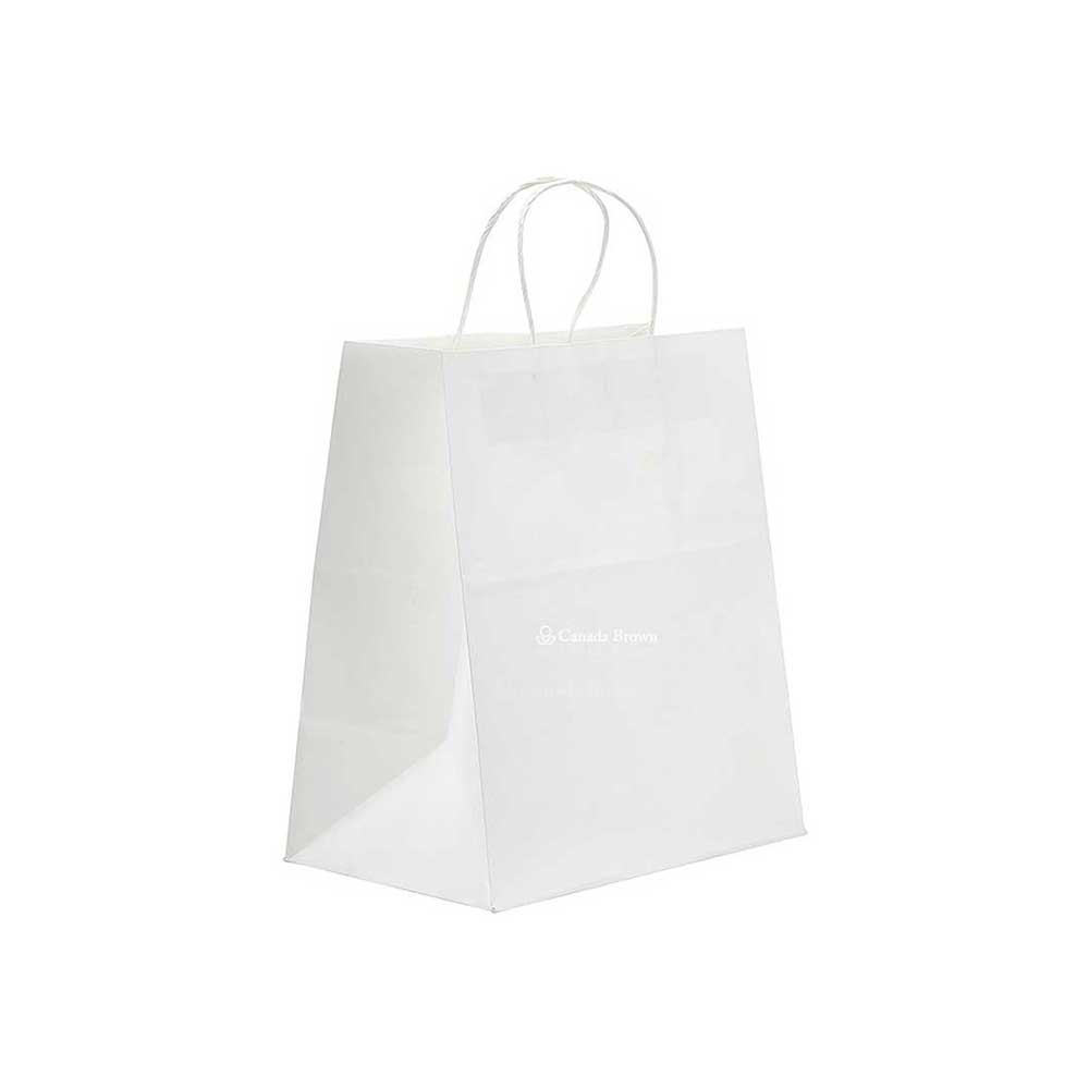8" X 4.25" X 10.25" Heavy Duty White Twisted Handle Paper Bags 250/Case