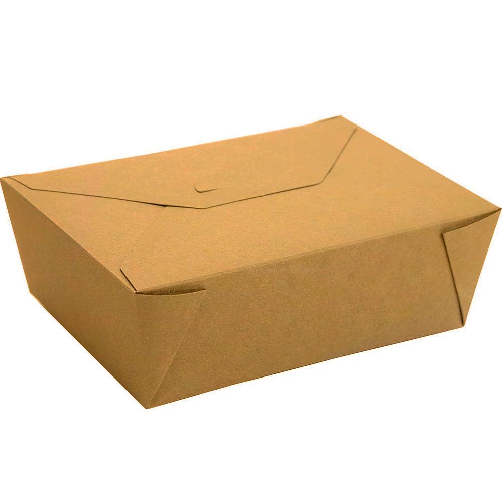 #4 PLA Lined Compostable Kraft Paper Takeout Box 8.5" x 6.25" x 3 1/2" (160/CS)