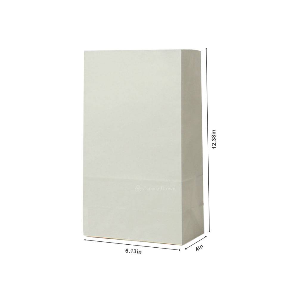 8LB Grocery 6.125" x 4" x 12.375" White SOS Paper Bags 500/Case