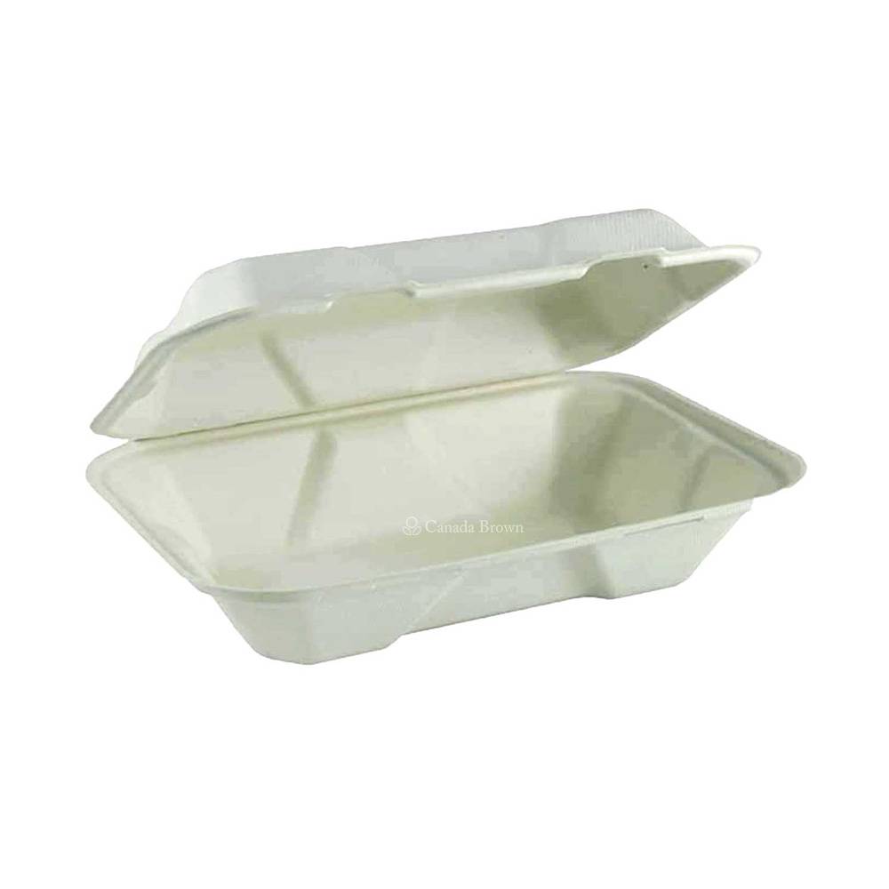 7"x5"x3" Sugarcane Clamshell (White) (100% Compostable & Recyclable) (500/Case)