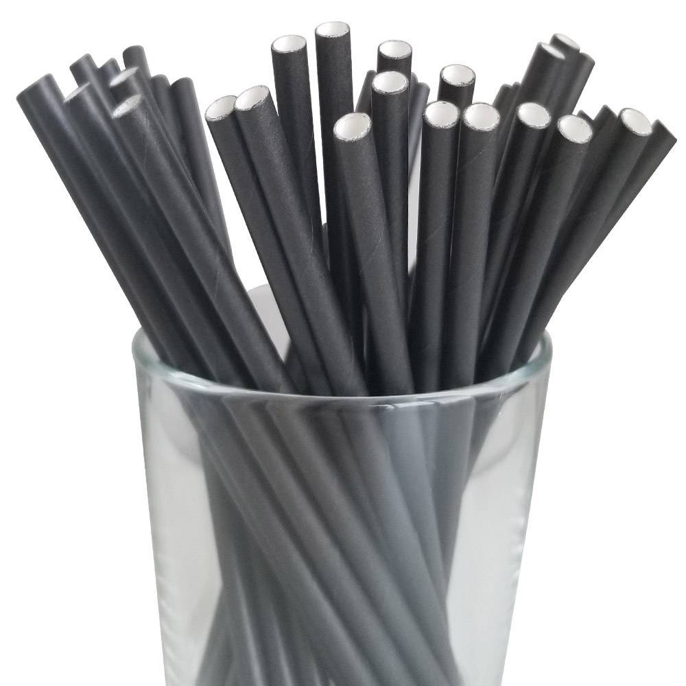 5.75" Jumbo Cocktail Black Paper Straws (2000/CS)