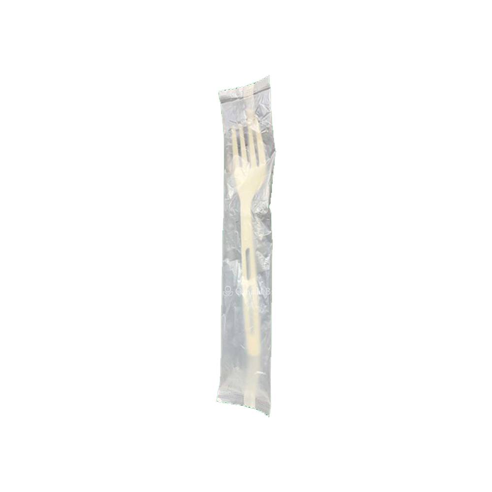 CPLA 7" Fork with Indiviually Wrapped PLA Film (Compostable) (1000/Case)
