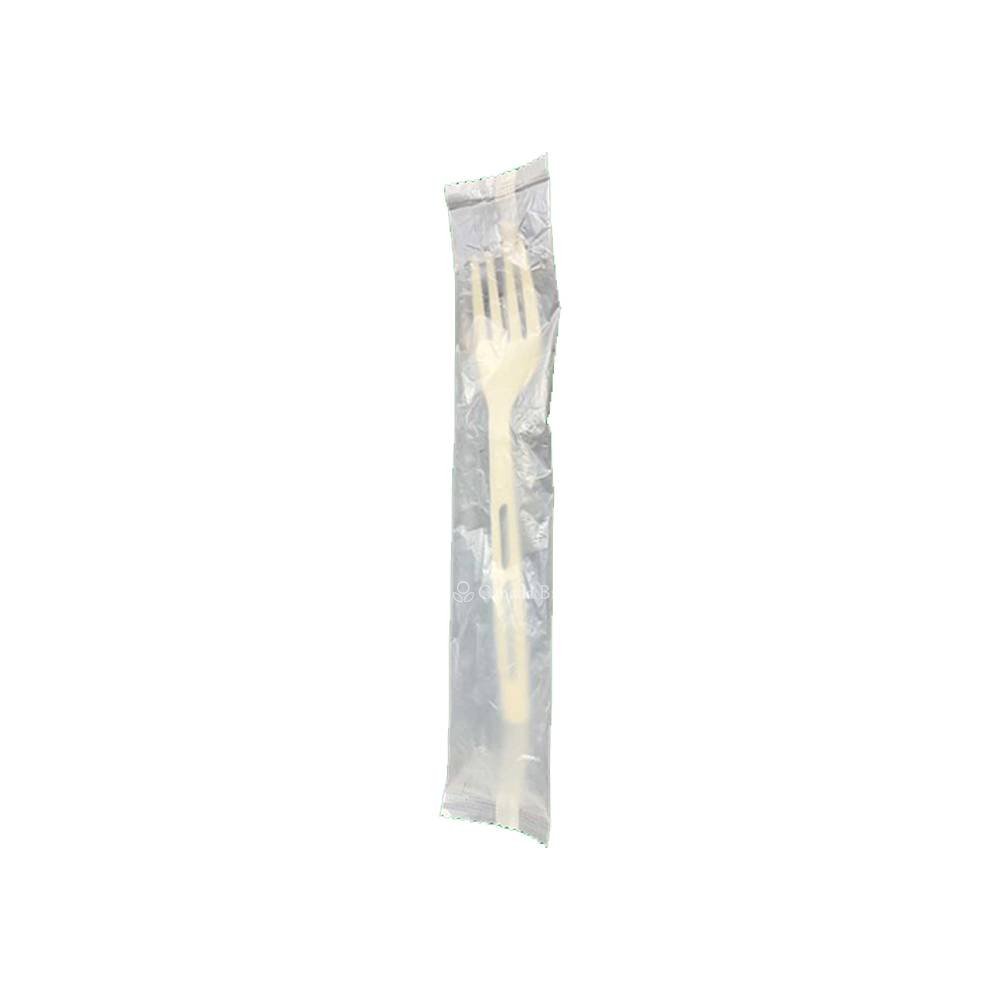 CPLA 7" Fork with Indiviually Wrapped PLA Film (Compostable) (1000/Case)