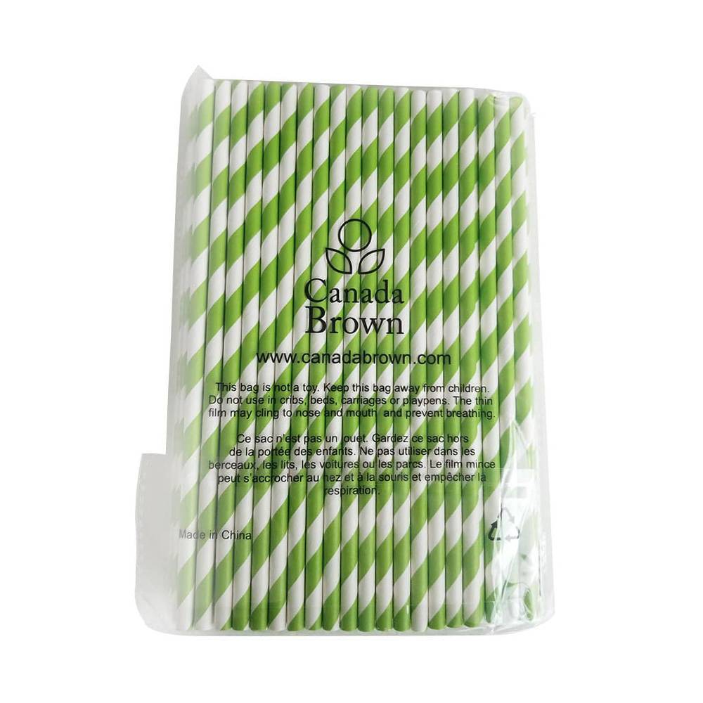 7.67” Jumbo Regular Green Striped Paper Straws (5000/CS)