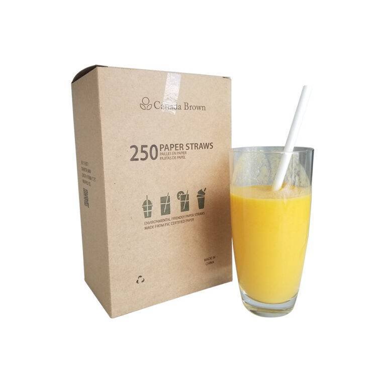 7.75” Length 8mm Diameter Milkshake White Individually Wrapped Paper Straws - Image 4
