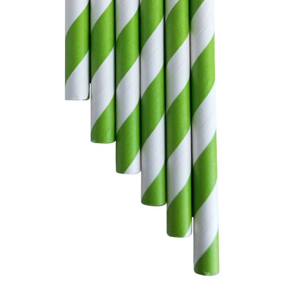 7.67 jumbo green striped paper straw