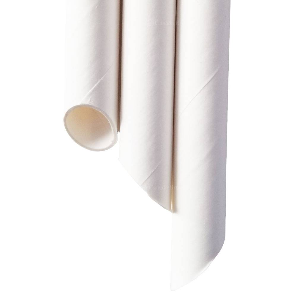 7.75” White Wrapped Diagonal Cut Bubble Tea Paper Straws (2000/CS)