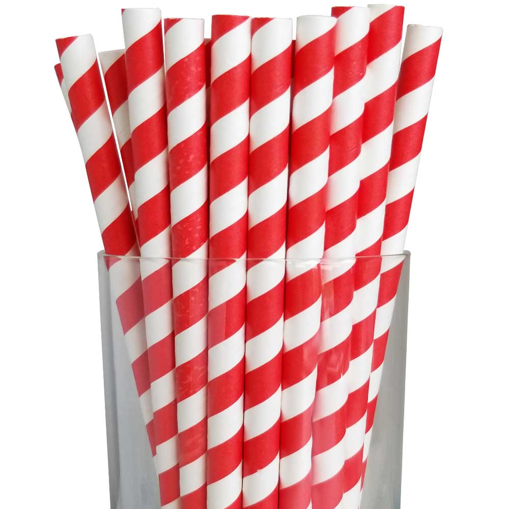 7.75" Giant Milkshake Red Striped Paper Straws (3000/CS)