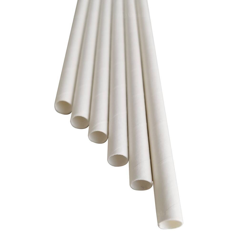 7.75” Giant Milkshake Regular White Paper Straws