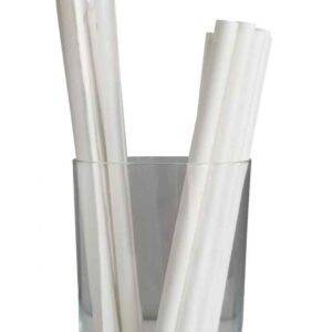 7.75” Length 8mm Diameter Milkshake White Individually Wrapped Paper Straws