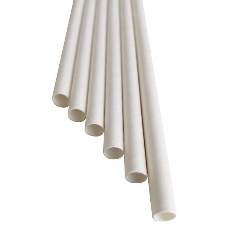 7.75” Length 8mm Diameter Milkshake White Individually Wrapped Paper Straws