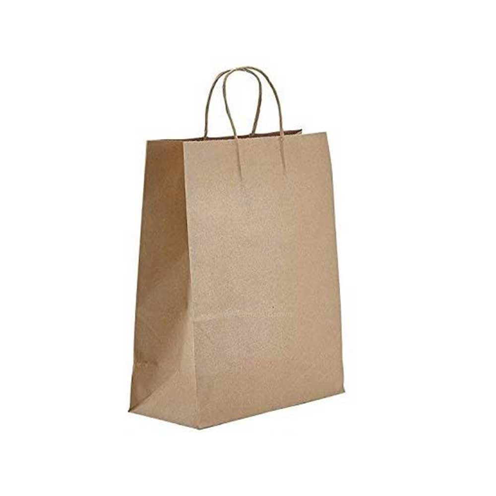 10.43" x 9.84" x 10.43" Kraft Twisted Paper Bags 200/Case