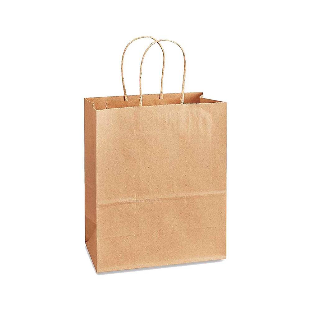 8.27" x 4.53" x 10" Kraft Twisted Handle Paper Bags 250/Case