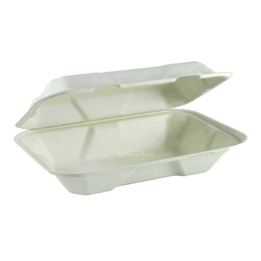 9"x5"x3" Sugarcane Clamshell (White) (100% Compostable & Recyclable) (200/Case)