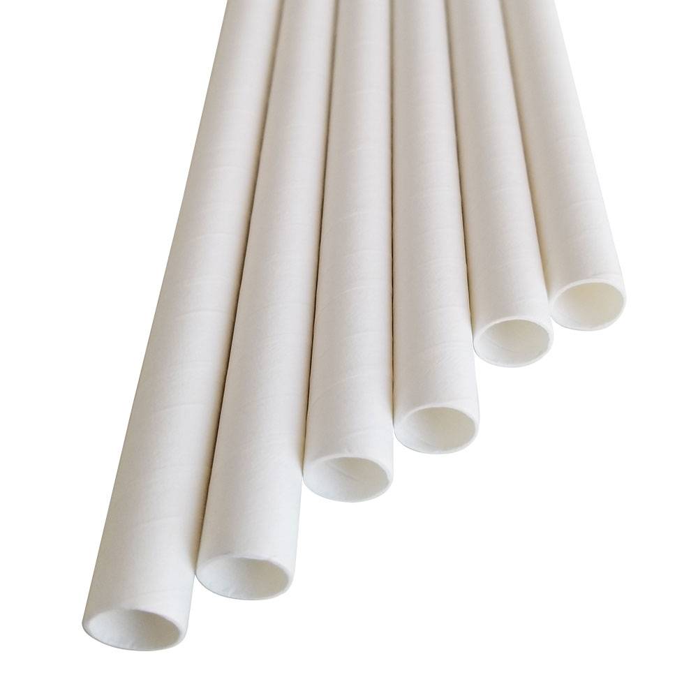 7.75” Length 10mm Diameter Colossal White Paper Straws (2000/CS)