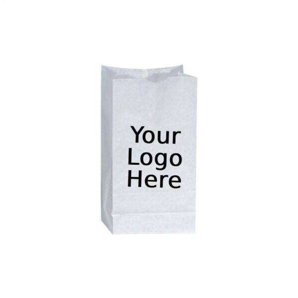 6.13" x 4" x 12.38" 8LB Custom Printed SOS White Paper Bags (500/CS)