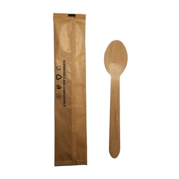6.25" Wooden Spoon with Individually Kraft Paper Wrapped (1000/Case)