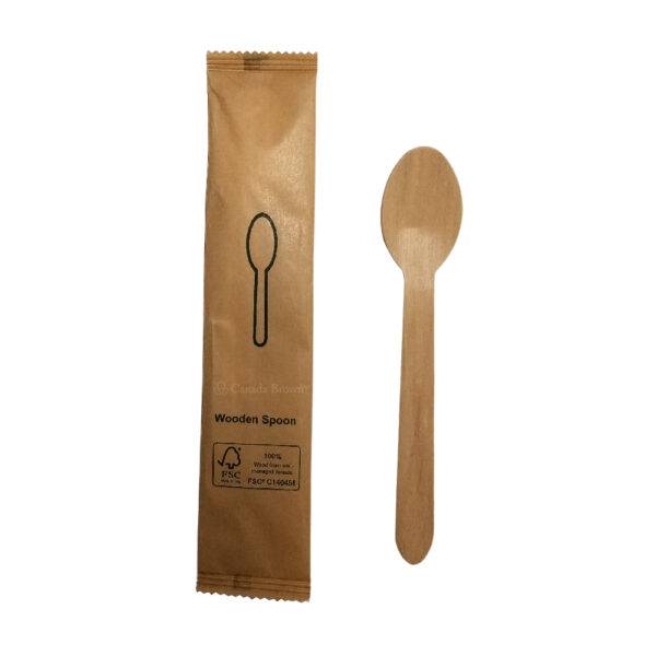 6.25" Wooden Spoon with Individually Kraft Paper Wrapped (1000/Case)