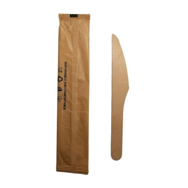 6.25" Wooden Knife with Individually Kraft Paper Wrapped (1000/Case)